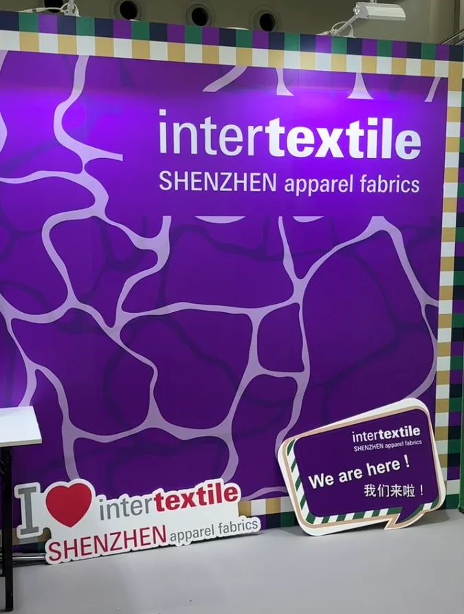 Recycled textile material samples shown at the Shenzhen textile expo