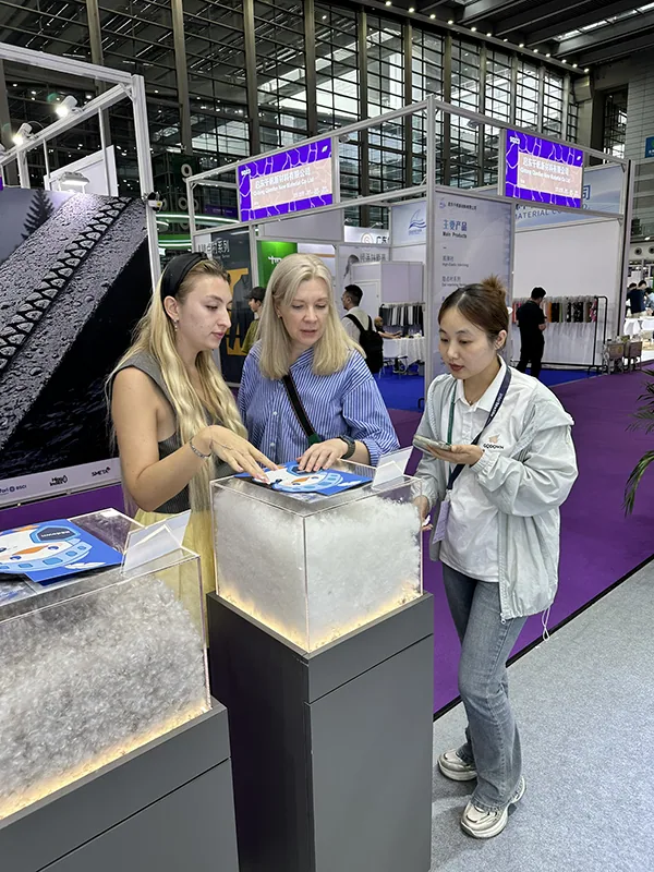 Expo stand with fabric developments for sustainable garment production